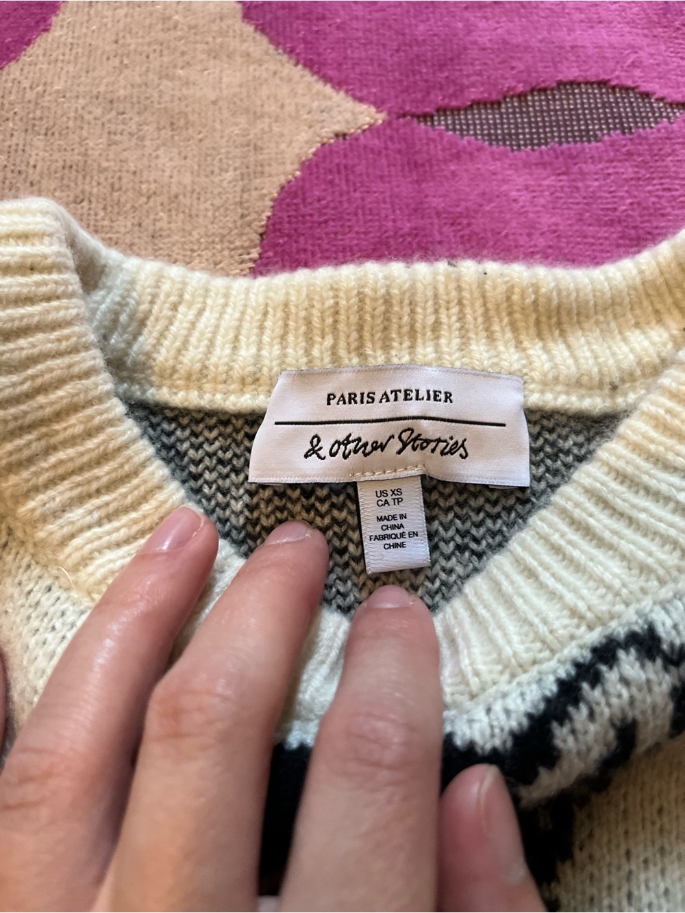 & Other Stories Paris Atelier Cat Motif Sweater sz XS - Picture 5 of 10